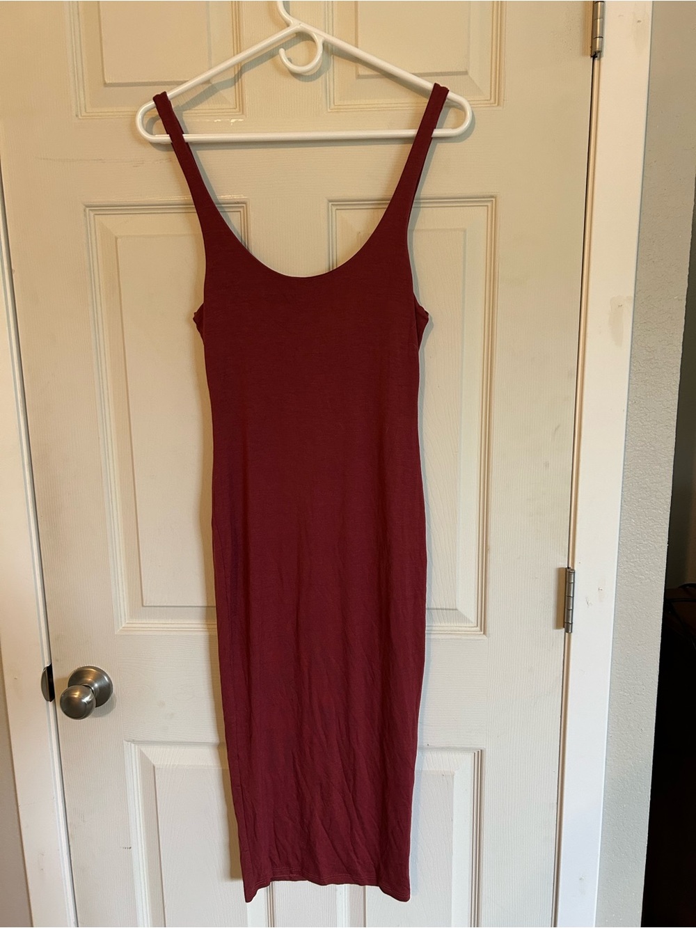 Fashion Nova Burgundy Scoop Neck Midi Bodycon Dress NWT